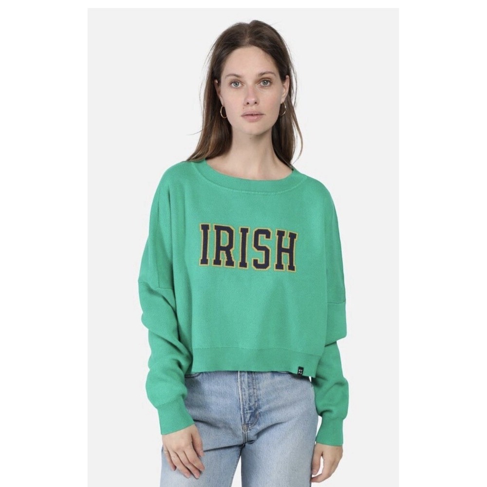 Notre Dame IRISH Cropped Sweater XL Green  Hype & Vice College Game Day Cotton